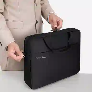 维多利亚旅行者 休闲纯色简约适用华为联想时尚 牛津布 电脑包 常规 男女同款情侣款 黑色