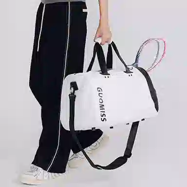 维多利亚旅行者 防泼水干湿分离运动健身包手提单肩斜挎 布 旅行包 男女同款情侣款 白色