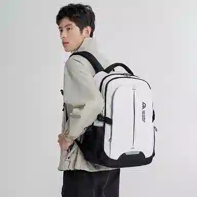 维多利亚旅行者 大容量多功能隔层可扩容收纳学生通勤出差反光轻盈简约设计时尚百搭透气休闲 尼龙 书包背包双肩包 常规 男女同款情侣款 白色