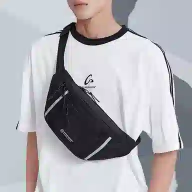 维多利亚旅行者 休闲百搭大容量潮流运动多拉链口袋防泼水 涤纶 斜挎包胸包 常规 男款 黑色