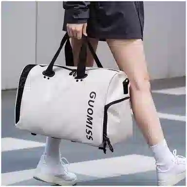 维多利亚旅行者 防泼水干湿分离运动健身包手提单肩斜挎 布 旅行包 男女同款情侣款 白色