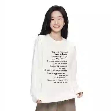 Cotton Aesthetic Letter Print Long Sleeve Tee