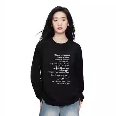 Cotton Aesthetic Letter Print Long Sleeve Tee