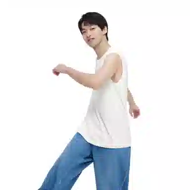 Cotton Aesthetic Wide Shoulder Sleeveless T-Shirt