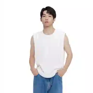 Cotton Aesthetic Wide Shoulder Sleeveless T-Shirt