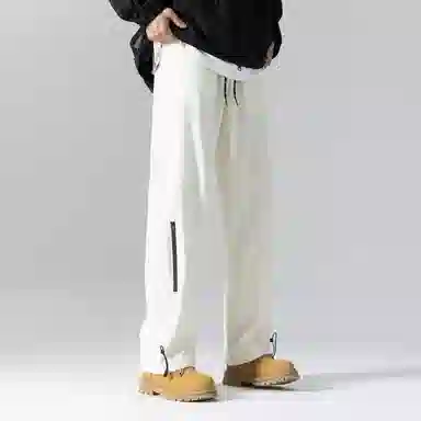 美式复古机能风街头户外山系简约百搭中腰宽松直筒垂感学院做旧水洗弹力柔软不硬休闲裤 男女同款