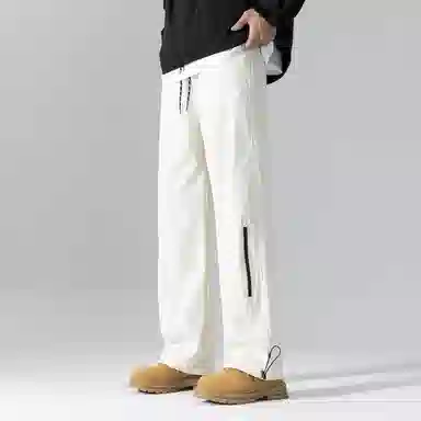 美式复古机能风街头户外山系简约百搭中腰宽松直筒垂感学院做旧水洗弹力柔软不硬休闲裤 男女同款