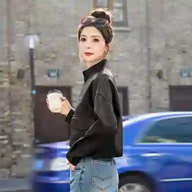 袋鼠 休闲宽松百搭短款夹克上衣皮衣 女款