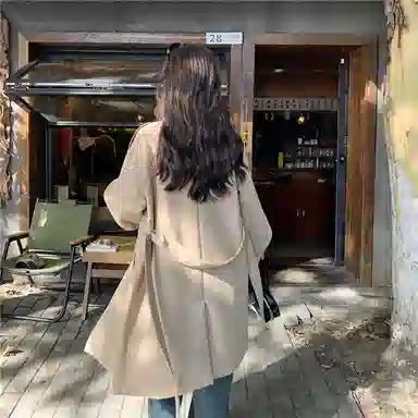 袋鼠 高级小众英伦风中长款外套风衣 女款