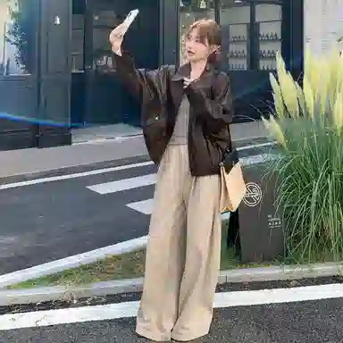 袋鼠 小个子休闲百搭又酷又飒外套皮衣 女款