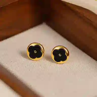 韵系 四叶草 铜镀金 耳钉 女款