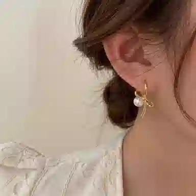 韵系 蝴蝶结小众设计独特 铜 耳环 女款