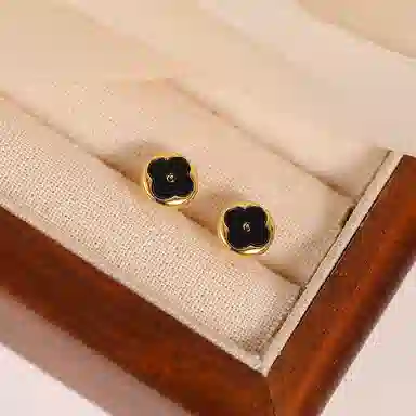 韵系 四叶草 铜镀金 耳钉 女款