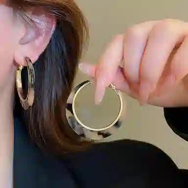 韵系 复古夸张豹纹圆形 铜镀金 耳环 女款