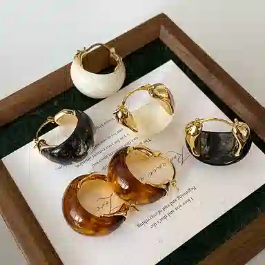 韵系 秋冬美拉德复古 铜镀金 耳环 女款