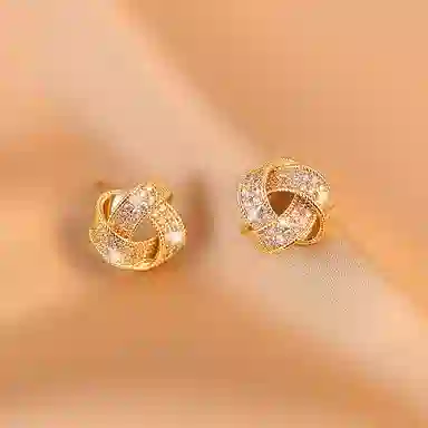 韵系 缠绕爆款轻奢小众高级感 铜镀金 耳钉 女款