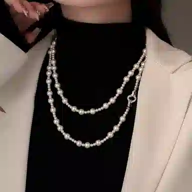 韵系 微镶满钻四叶草珍珠 铜镀金 项链 女款