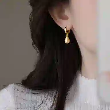 韵系 感拉丝水滴 铜镀金 耳环 女款