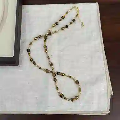 韵系 精致复古咖色串珠 铜镀金 项链 女款