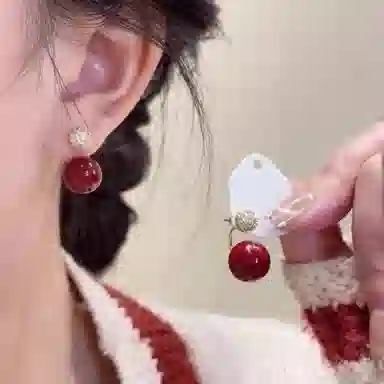 韵系 复古安可拉红 铜镀金 耳环 女款