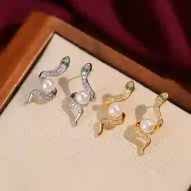 韵系 微镶灵蛇 铜镀金 耳环 女款