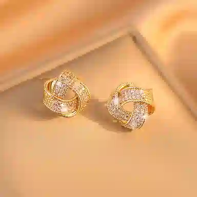 韵系 缠绕爆款轻奢小众高级感 铜镀金 耳钉 女款