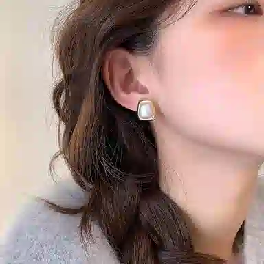 韵系 法式几何珍珠 铜镀金 耳环 女款