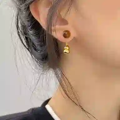 韵系 复古美拉德福气葫芦 铜镀金 耳环 女款