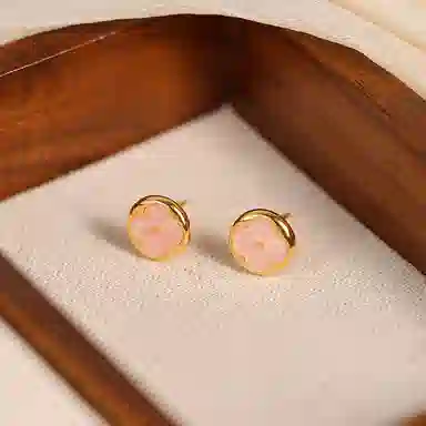 韵系 四叶草 铜镀金 耳钉 女款