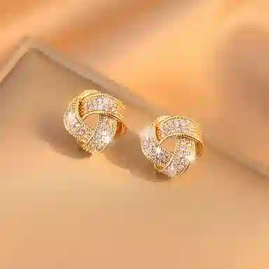 韵系 缠绕爆款轻奢小众高级感 铜镀金 耳钉 女款