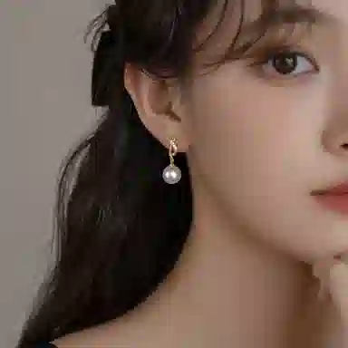 韵系 锆石交叉珍珠 铜镀金 耳环 女款