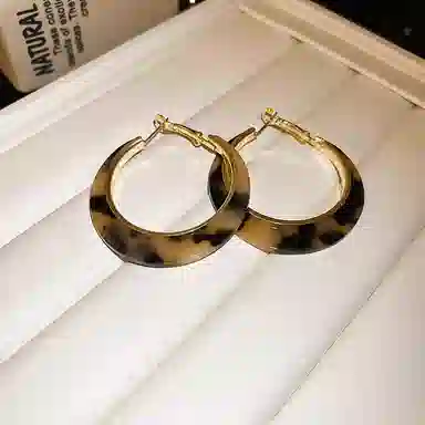 韵系 复古夸张豹纹圆形 铜镀金 耳环 女款