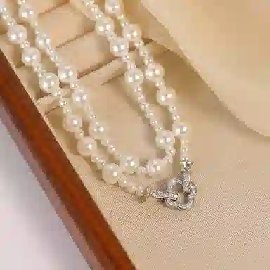 韵系 微镶满钻四叶草珍珠 铜镀金 项链 女款