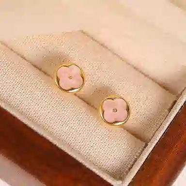 韵系 四叶草 铜镀金 耳钉 女款