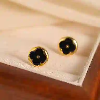 韵系 四叶草 铜镀金 耳钉 女款