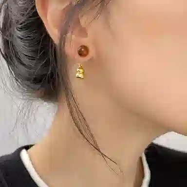 韵系 复古美拉德福气葫芦 铜镀金 耳环 女款