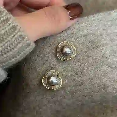 韵系 时尚简约灰 铜镀金 耳钉 女款