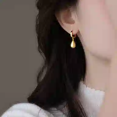 韵系 感拉丝水滴 铜镀金 耳环 女款