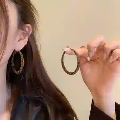 韵系 素圈豹纹复古 铜镀金 耳环 女款