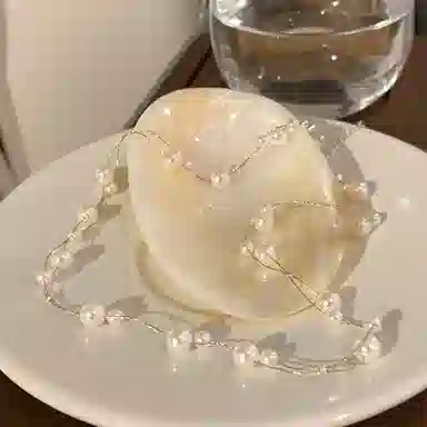 韵系 简约双层缠绕珍珠 铜镀金 项链 女款