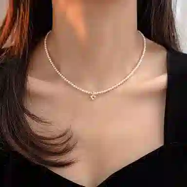 韵系 小众爱心 铜镀金 仿珍珠 项链 女款