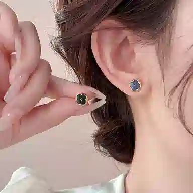 韵系 四叶草 铜镀金 耳钉 女款