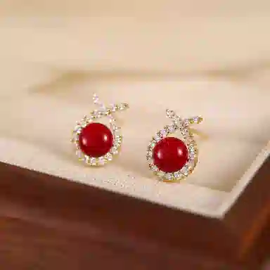 韵系 微镶锆石交叉珍珠 铜镀金 耳环 女款