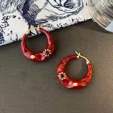 韵系 安可拉红 铜镀金 耳环 女款