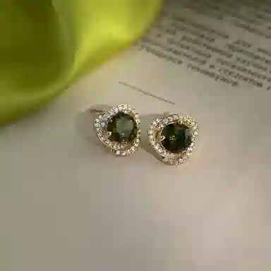 韵系 莱茵河畔几何 铜镀金 耳环 女款 绿色