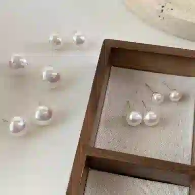 韵系 法式复古粉光馒头珍珠 轻奢小众百搭高级感 铜镀金 耳钉 女款