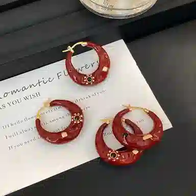 韵系 安可拉红 铜镀金 耳环 女款