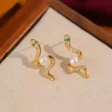 韵系 微镶灵蛇 铜镀金 耳环 女款