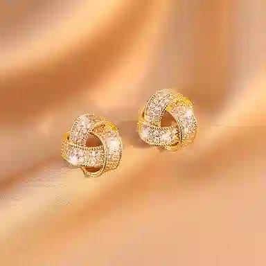 韵系 缠绕爆款轻奢小众高级感 铜镀金 耳钉 女款