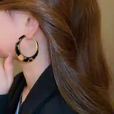 韵系 复古夸张豹纹圆形 铜镀金 耳环 女款